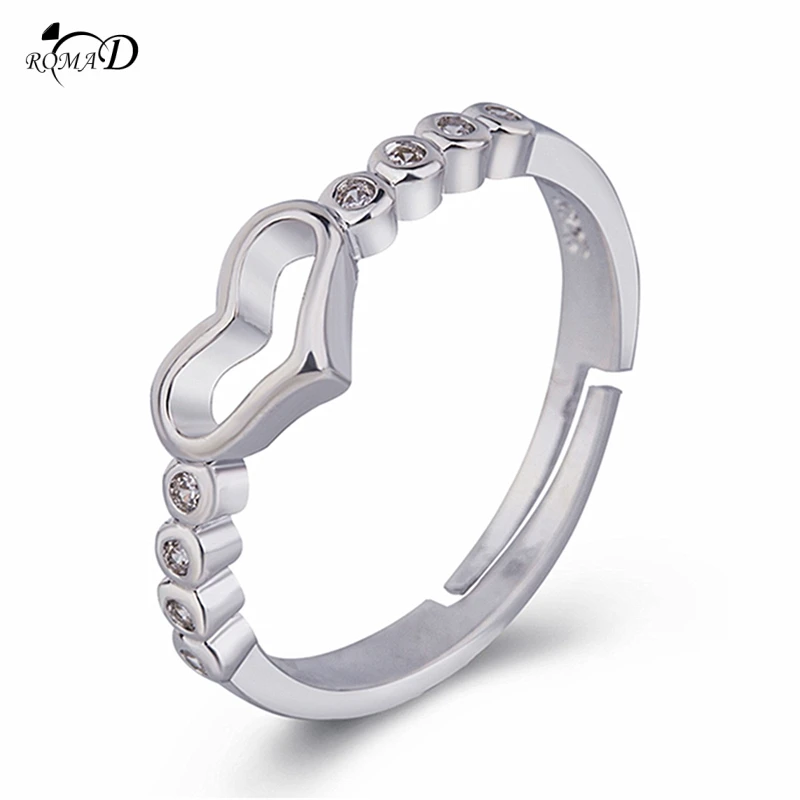 

Adjustable size Crystal Silver Color Ring For Women Flower Love Heart Crown Finger Rings Cocktail Part Brand Ring Jewelry A40