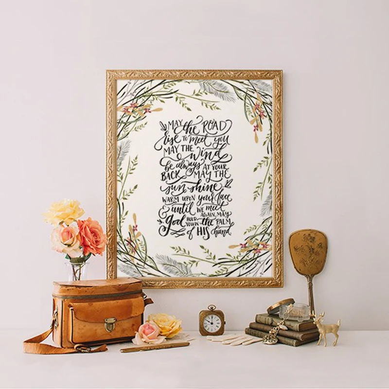 

Irish Blessing Quote Poster Canvas Painting , May The Road To Meet You Quote Art Print Irish Blessing Poster Wall Decor