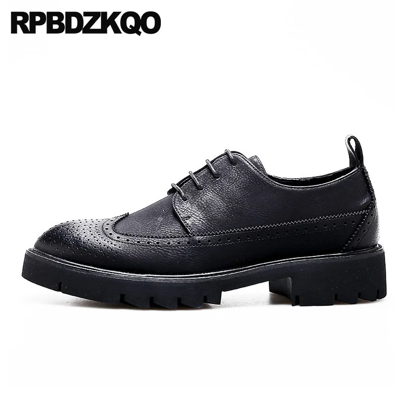

Pointed Toe New Wingtip Oxfords Business Elevator Height Increasing Platform Creepers Office Black Men Italian Shoes For Wedding