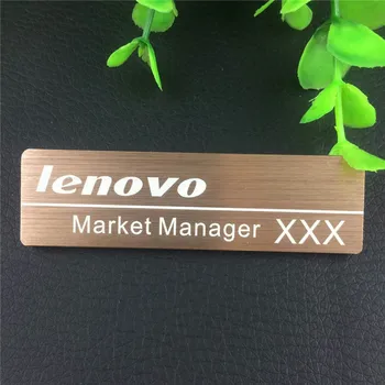 

10pcs/lot 70*20mm name tag/badge with brooch pin badge holder personalized reusable staff engrave tag Aluminum silk surface