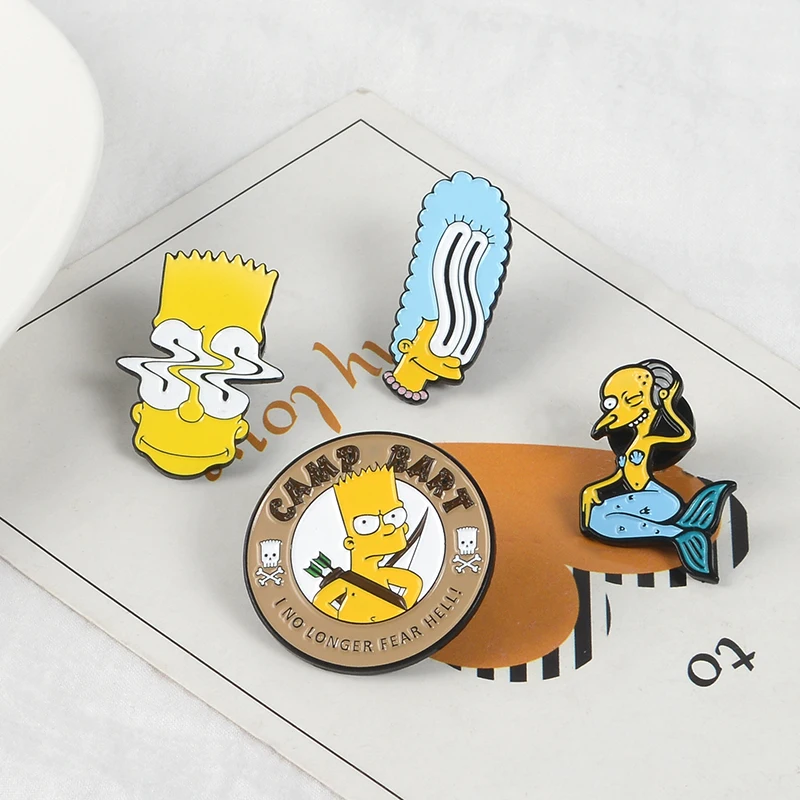 Булавки Симпсоны пончик забавные дизайнерские броши значки Юмор мультфильм рюкзак с эмалевыми вставками булавки для любителей аниме подарки ювелирные изделия оптом