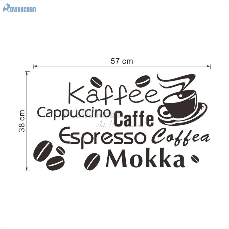 ROWNOCEAN Kaffee Coffee beans Home Decoration Kitchen Tile Wall Stickers Art English Quotes Cafe Vinyl Removable Mural D583 ROWNOCEAN Kaffee Coffee beans Home Decoration Kitchen Tile Wall Stickers Art English Quotes Cafe Vinyl Removable Mural D583