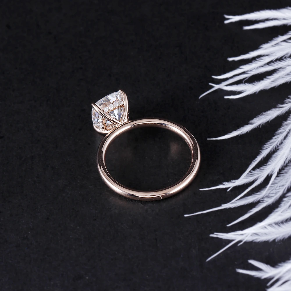 DovEggs 14 к розовое золото 1.5ct карат 7 мм F цвет подушка огранка Муассанит алмаз обручальные кольца для женщин Свадьба с акцентами
