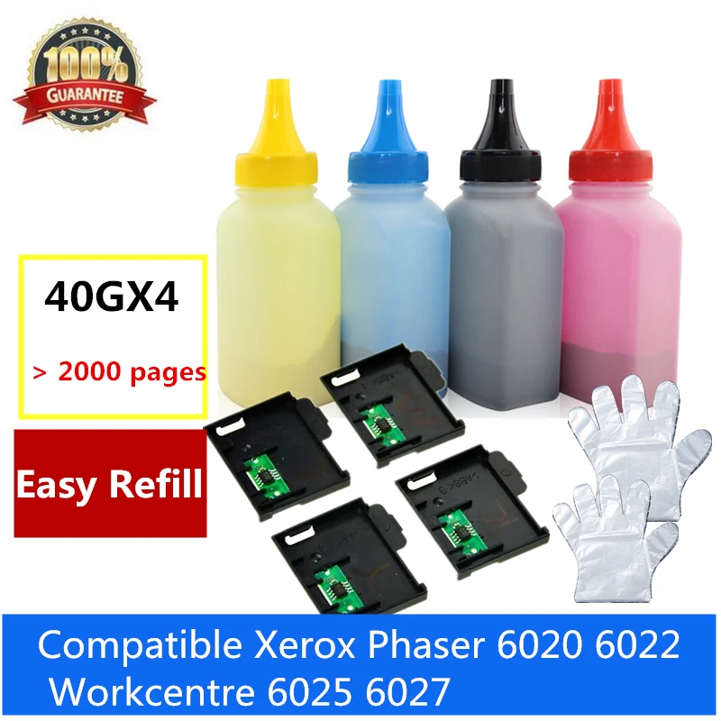 Garrafa para Xerox Chip para Xerox Cartucho de Toner com 1 Recarga Toner Phaser Workcentre 6025 6027 Conjunto 6020 6022