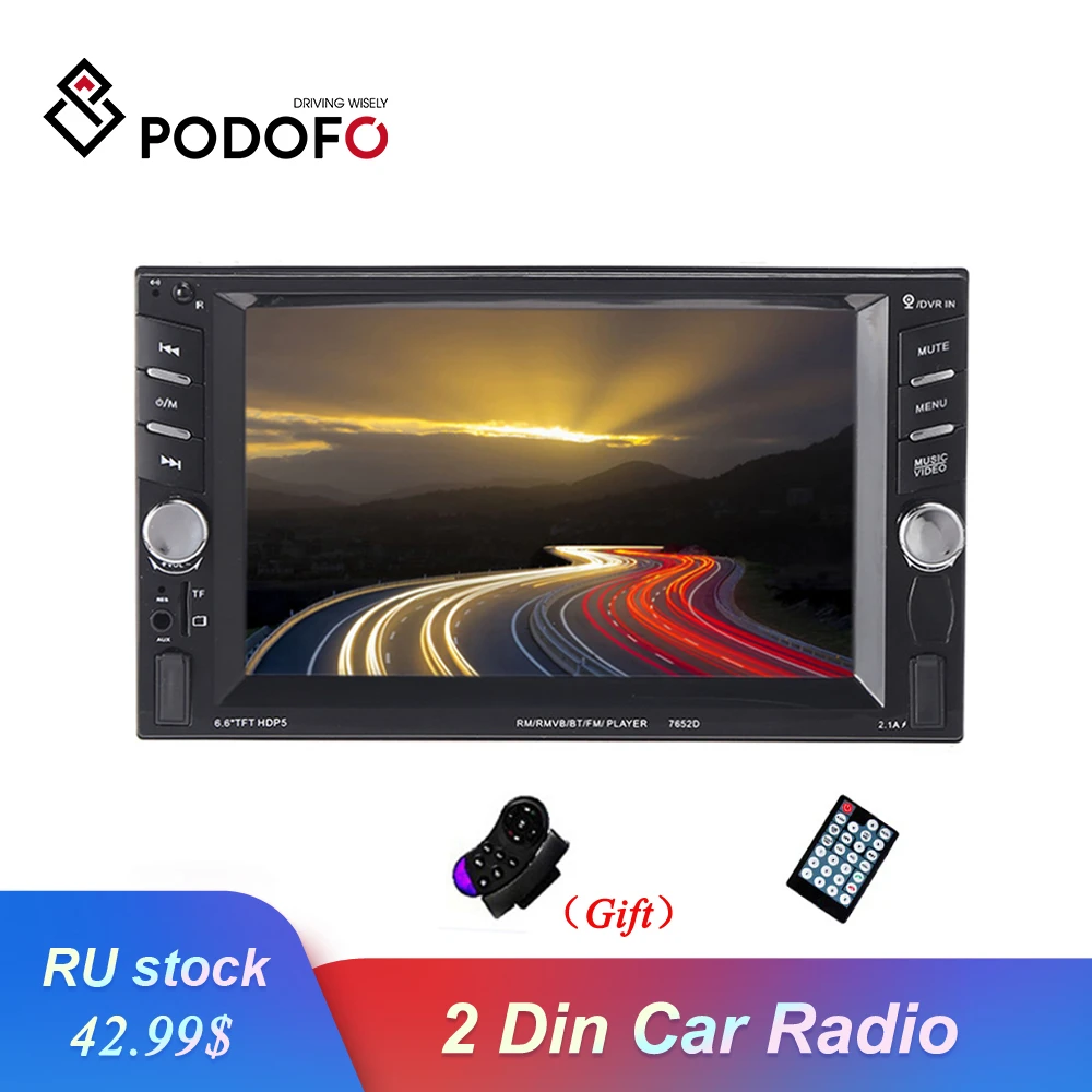 Car 6.6/'/' Touch Screen 2DIN Bluetooth FM Radio Stereo MP5 Player /& Rear Camera
