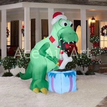 outdoor Christmas party prop decoration inflatable Christmas brontosaur with gifts