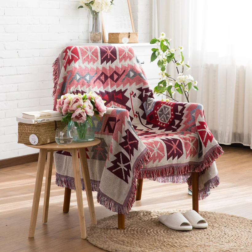 

Cotton Blanket For Sofa Covers Thick Blankets Piano Cover Bedcover Bed Carpet European style Jacquard Coverlet 8-Sizes Bedspread