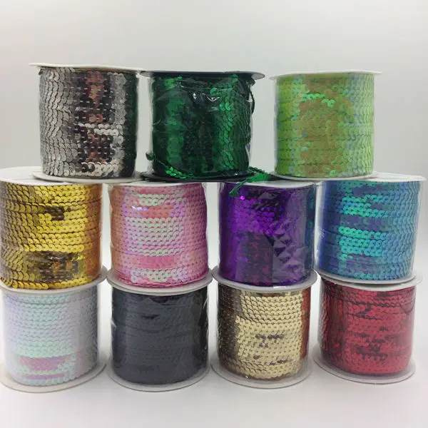 

(Choose Color ) 6MM/w 100Y/Pc Pvc Sequins Paillette Spangle String Rope & Cord Jewelry Findings