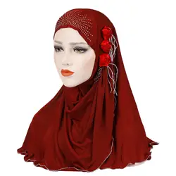 Мусульманское платок-хиджаб украшение в виде цветка Головные уборы долго мусульманин арабский хиджаб шляпа Обёрточная бумага шаль шарф
