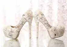 Classic Heels White Pearl Bride Shoes New Style Pumps Bridal Wedding Dress Shoes Formal Prom Rhinestone Crystal Shoes