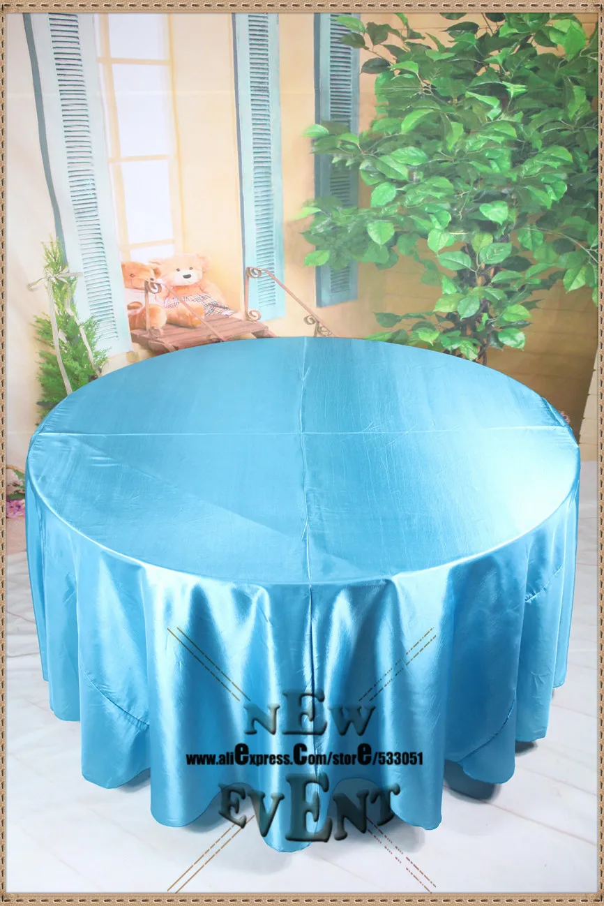 New Design For 2016 90" 108" 128" Blue Color Taffate Tablecloth For