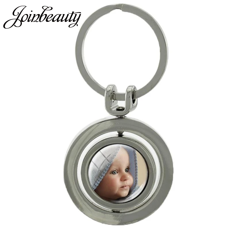 

JOINBEAUTY Personalized Photo Custom Revolving pendant Keychain Custom designed Photo With Double Sides Rotatable Jewelry NA01