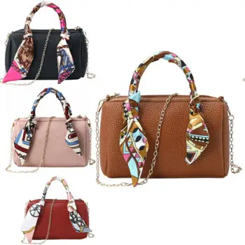 

2019 Women Lady PU Leather Handbag Shoulder Bag Messenger Crossbody Tote Ladies Scarves Chains Handbags Bags For Women 2019