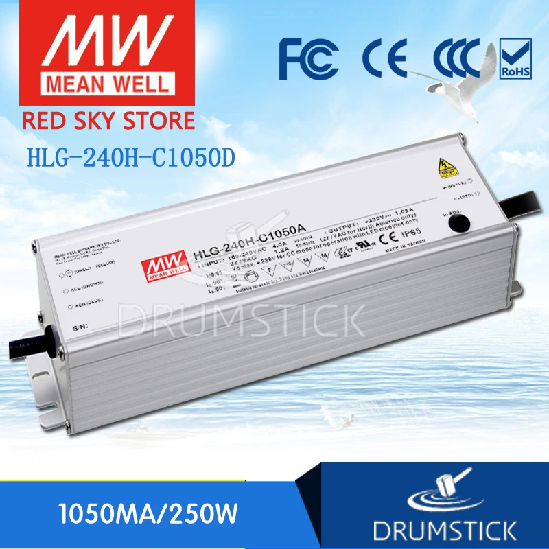 

MEAN WELL HLG-240H-C1050D 119 ~ 238V 1050mA meanwell HLG-240H-C 249.9W LED Driver Power Supply D Type