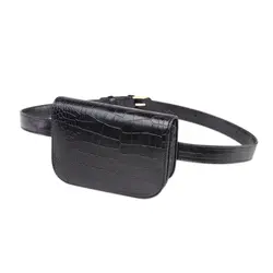 ГХЦГ-модные женские туфли талии мешок карман для мобильного телефона из кожи аллигатора поясная Регулируемый ремень сумка (черный)