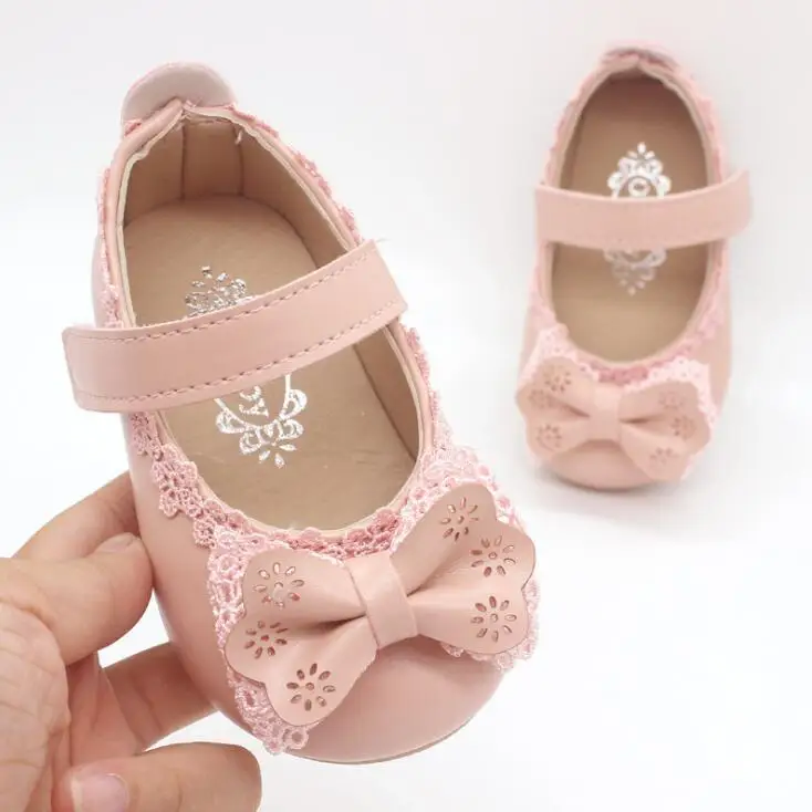 Weoneit детская кожаная обувь милая обувь для маленьких девочек обувь принцессы свадебные туфли с бабочками для маленьких девочек 3 цвета CN Размер 15-30 - Цвет: pink
