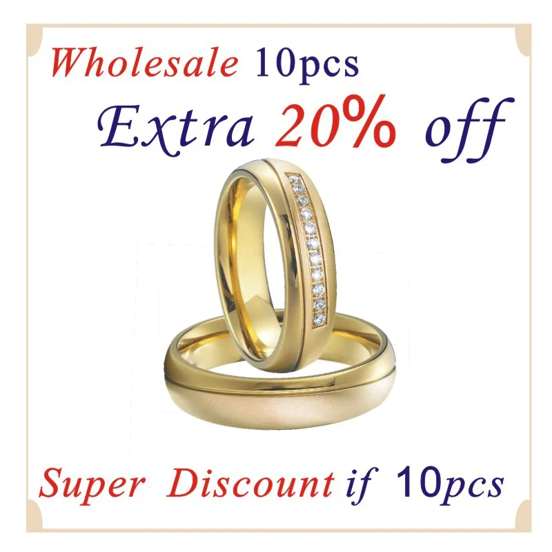 Anniversary Wedding band couple ring men Alliances Gold Color titanium stainless steel jewelry Engagement Rings for women (6)
