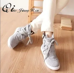 

Spring new flat with women's singles high canvas shoes student shoes solid color college casual shoes QIAOJINGREN