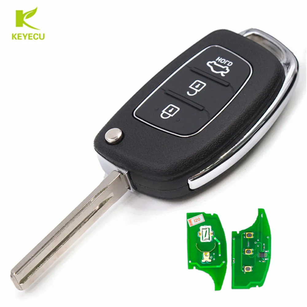 

KEYECU Replacement Flip Remote Car Key Fob 3 Button 433MHz ID46 for Hyundai IX45 New Santa Fe 2014-2016