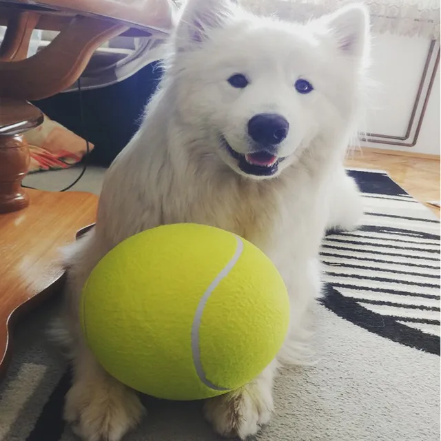 HATELI 24CM Giant Tennis Ball For Pet Chew Toy Big Inflatable Ball Signature Mega Jumbo Pet Toy Ball Supplies Outdoor Cricket