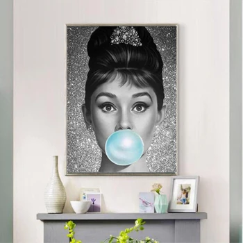 

5D DIY Diamond Painting Cross Stitch Audrey Hepburn Full Square / Round Diamond Embroidery Needle Rhinestone Mosaic Art Deco