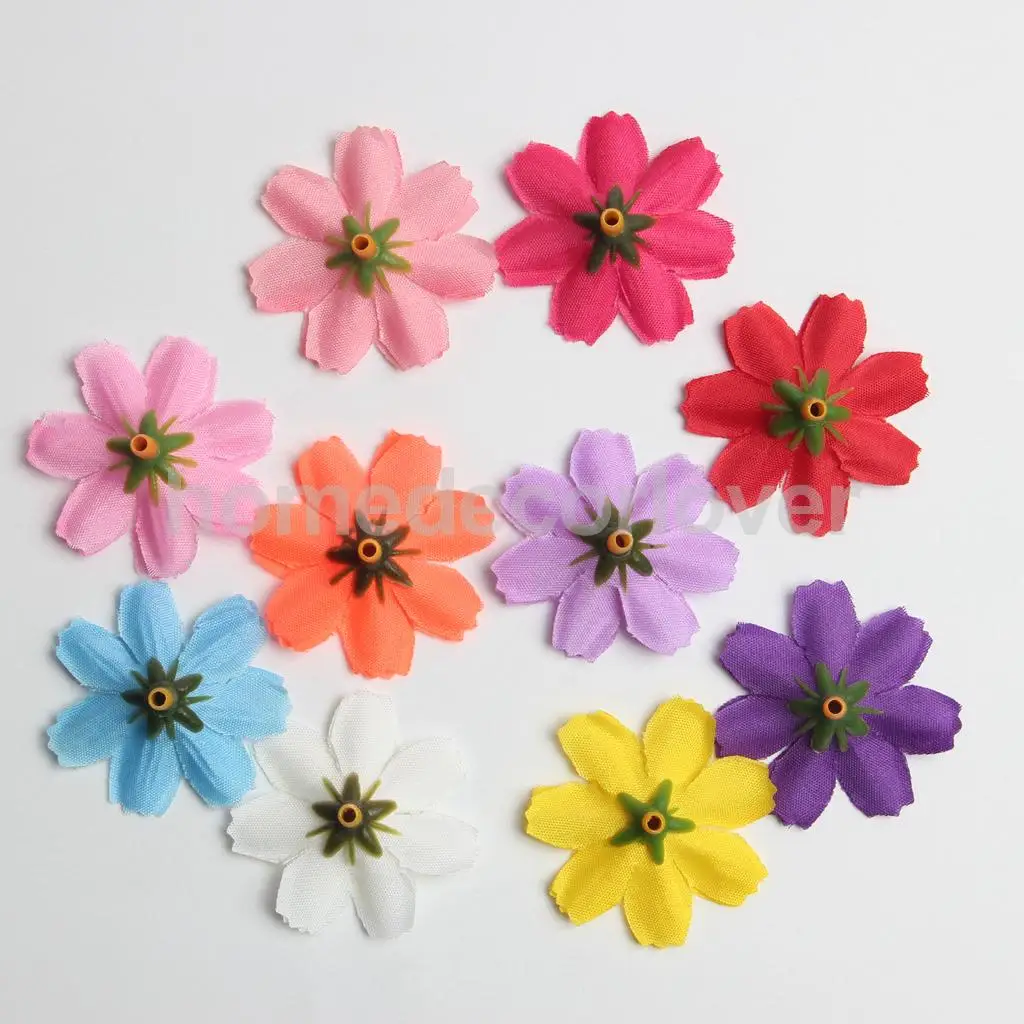 50pcs 4cm Silk Flower Daisies Flower Heads for Wedding/Car/Spring/Home/Garden Decoration Wreath DIY Floral Arts and Crafts