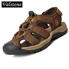 Valstone мужские сандалии из натуральной кожи летние нежаркие шлепанцы hook& loop ligth обувь для прогулок на природе Эластичные на шнуровке hombre размеры 47