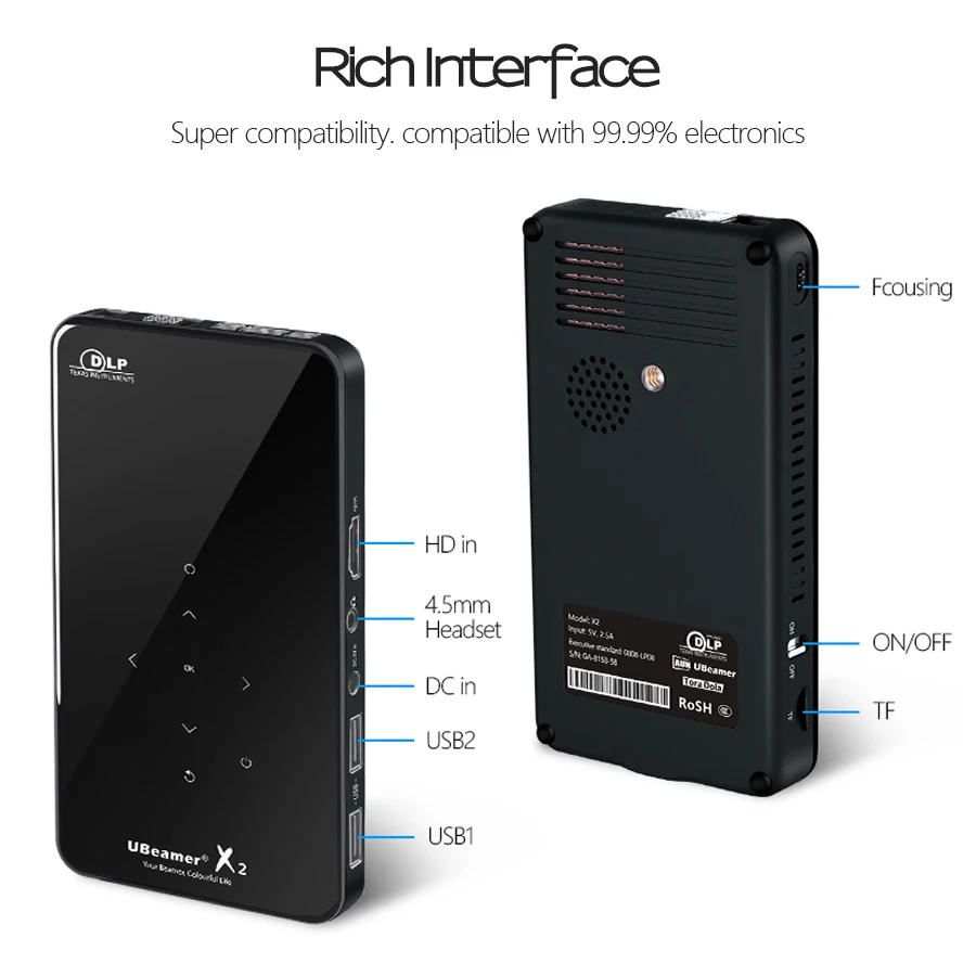 AUN MINI proyector X2 Android 7.1OS WIFI (opcional, Control de voz RAM: 2G ROM: 16G) Apoyo 1080 P HDMI portátil 3D Beamer no 4 K - 6