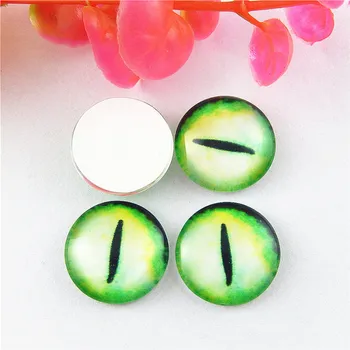 

GraceAngie 12mm 30X Lizard Frog Dragon Eyes Round time gem Glass Cabochon Dome Cover Accessory 19Styles to choose