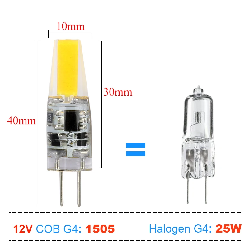 Dimmable светодиодный G4 лампочка COB AC DC 12 в 1 Вт 2 Вт 3 Вт осветительные лампы заменить галогенные лампы 15 Вт 25 Вт 35 Вт G4 для люстры - Испускаемый цвет: G4 1505SMD 12v