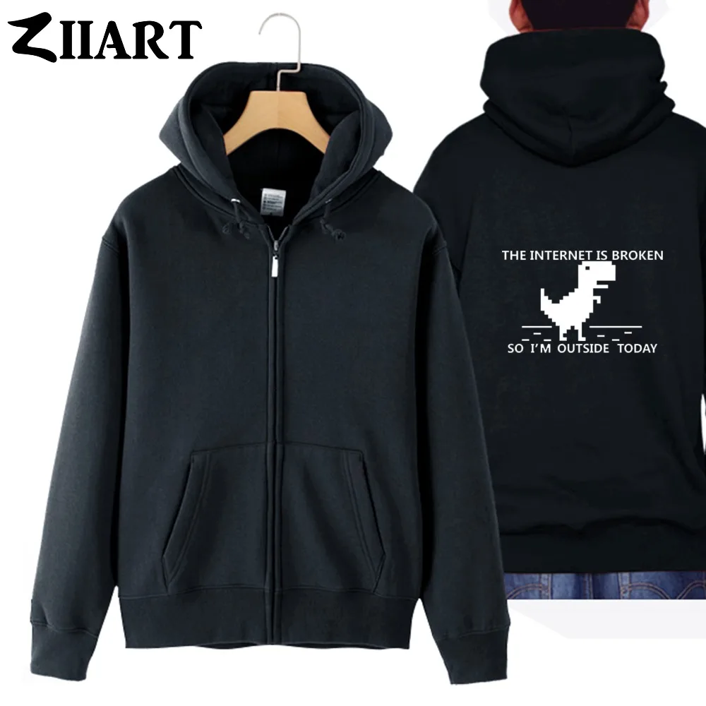 

404 geek the internet is broken so i'm outside today couple clothes boy man male cotton full zip hooded Coats Jackets