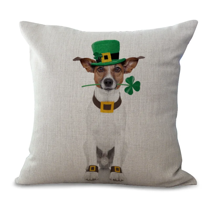 Simple Cotton and Linen Sofa Animal Pillow Cute Cat Print Cushion Cover Car Seat Back Cushion Cover