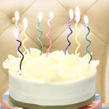 10 шт./партия цветная изогнутая Свеча для торта, безопасное пламя, для детей, для дня рождения, для свадебного торта, свеча украшение дома, сувениры