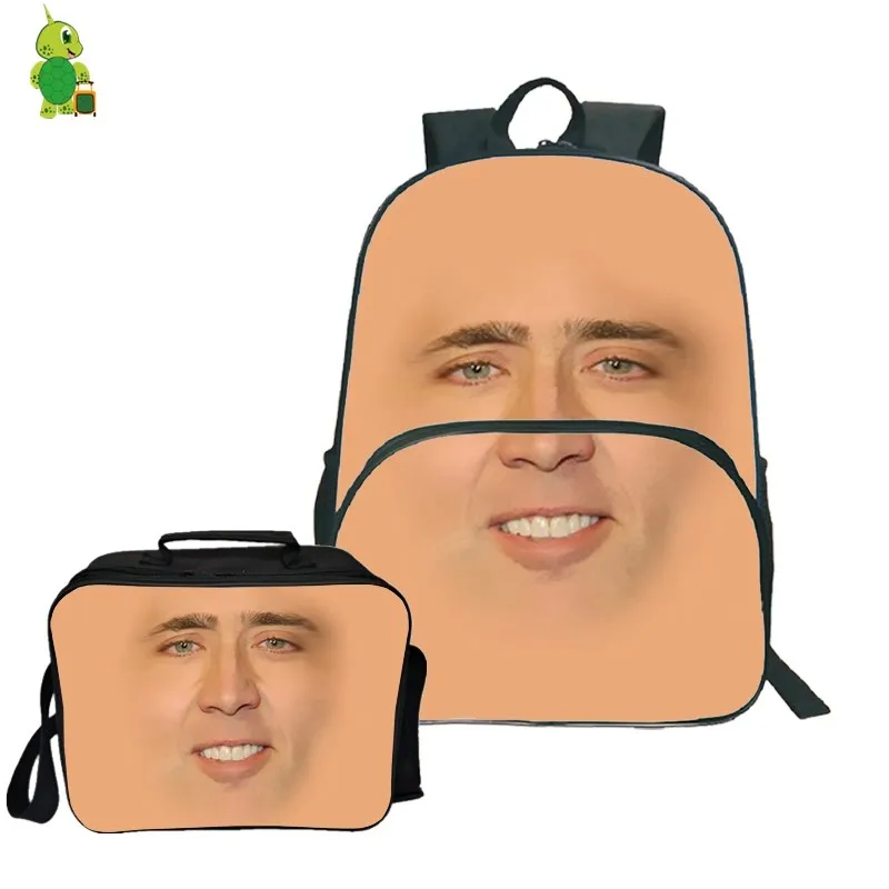 Nicolas Cage лицевой рюкзак 2 шт./компл. дорожный для женщин мужчин подростков школьный