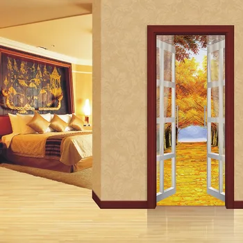 

nm46 late autumn Pattern of modern creative door stickers 2pcs/set