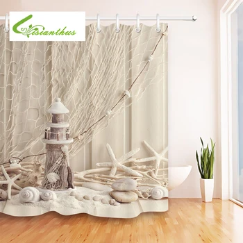 

Seascape Sea Beach Printed Shower Curtains Bathroom Curtain Waterproof Fabric Shower Curtain Starfish Bathroom Products