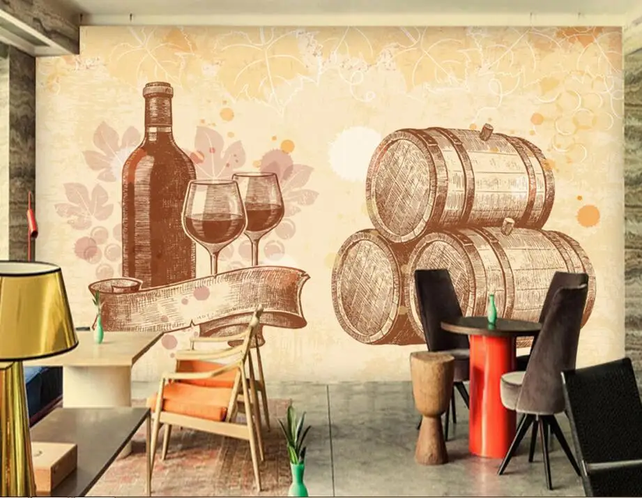 Beibehang пользовательские 3D росписи обоев ретро ручная роспись вина фоне стены обои для гостиной папье peint росписи 3d
