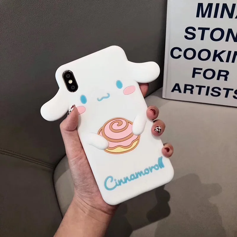 Роскошный 3D японский милый мультфильм Мелодия Cinnamoroll силиконовый чехол для телефона для iphone 6 6s 7 8 plus X XR XS MAX girl coque - Цвет: B