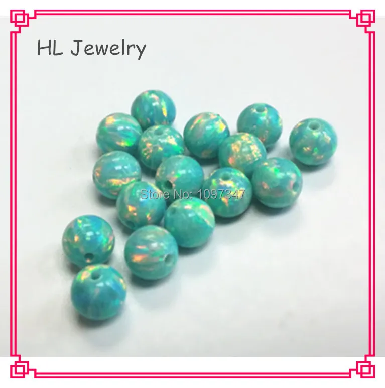 50PCS/ Lot Lab Created Op03 Light Green Synthetic Fire Opal Beads -in