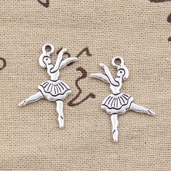 

30pcs Charms Ballet Dancer Girl 27x23mm Antique Silver Color Pendants DIYCrafts Making Findings Handmade Tibetan Jewelry