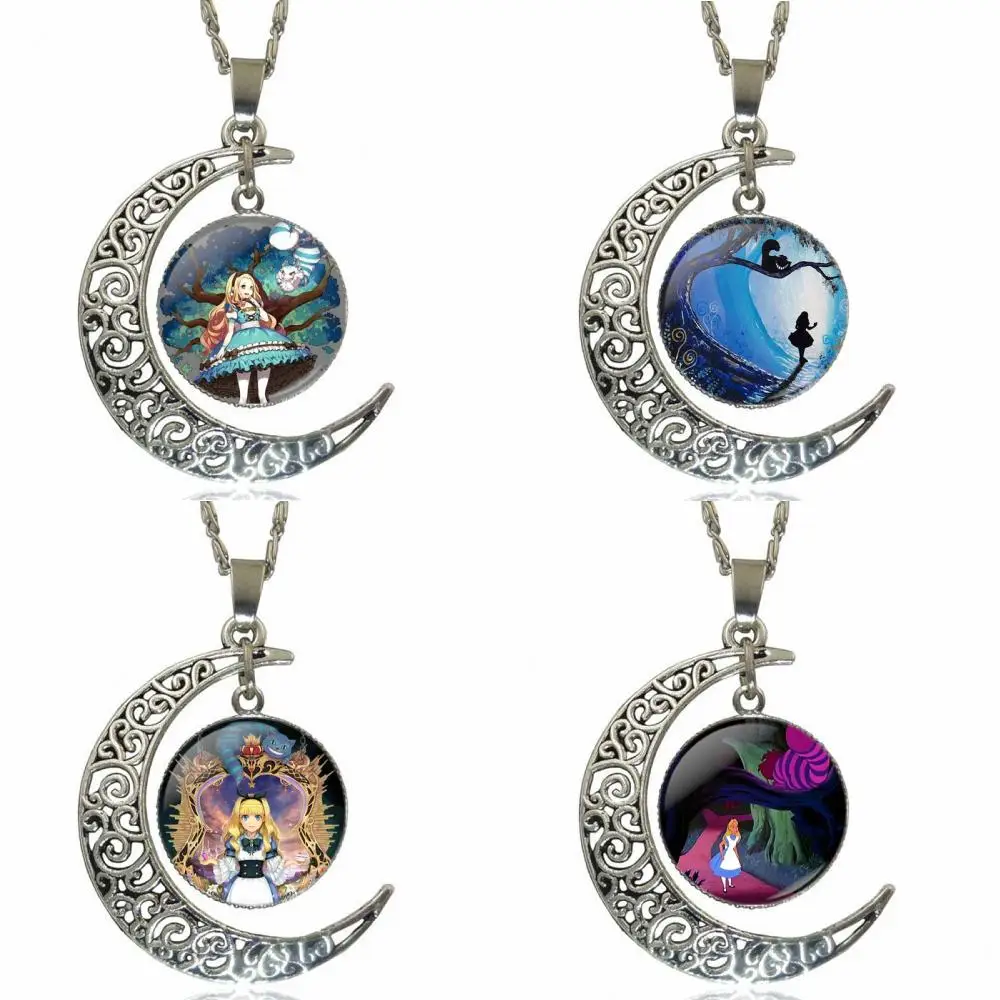 

Glass Cabochon Pendant Necklace Fashion Necklace For Girls Handmade Gift Cheshire Cat Alice In Wonderland