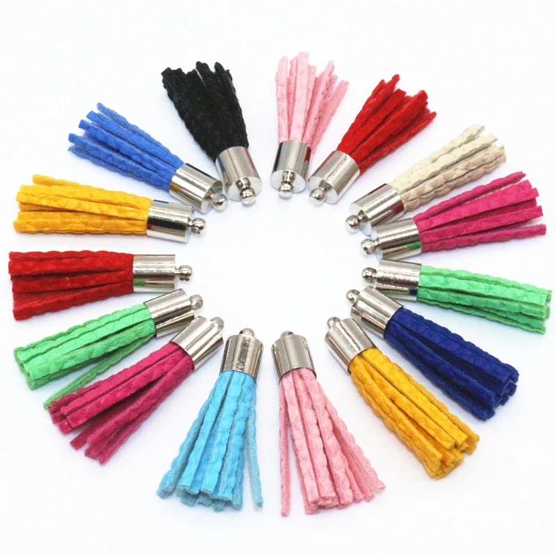 Buy 100Pcs Leather Tassel For Keychain Cellphone Straps Jewelry Charms,35mm