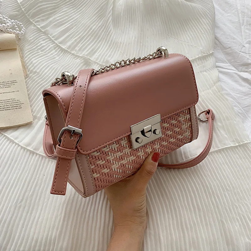 

Women Pu Leather Crossbody Bag High Quality Fashion Ladies Chain Small Shoulder Bag Luxury Designer Female Woven Messenger Bags