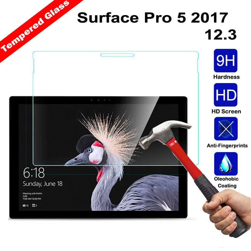

XSKEMP 2Pcs 9H Hard Tempered Glass Screen Protector For Microsoft Surface Pro 5 2017 12.3 Tablet PC Anti-shock Protective Film