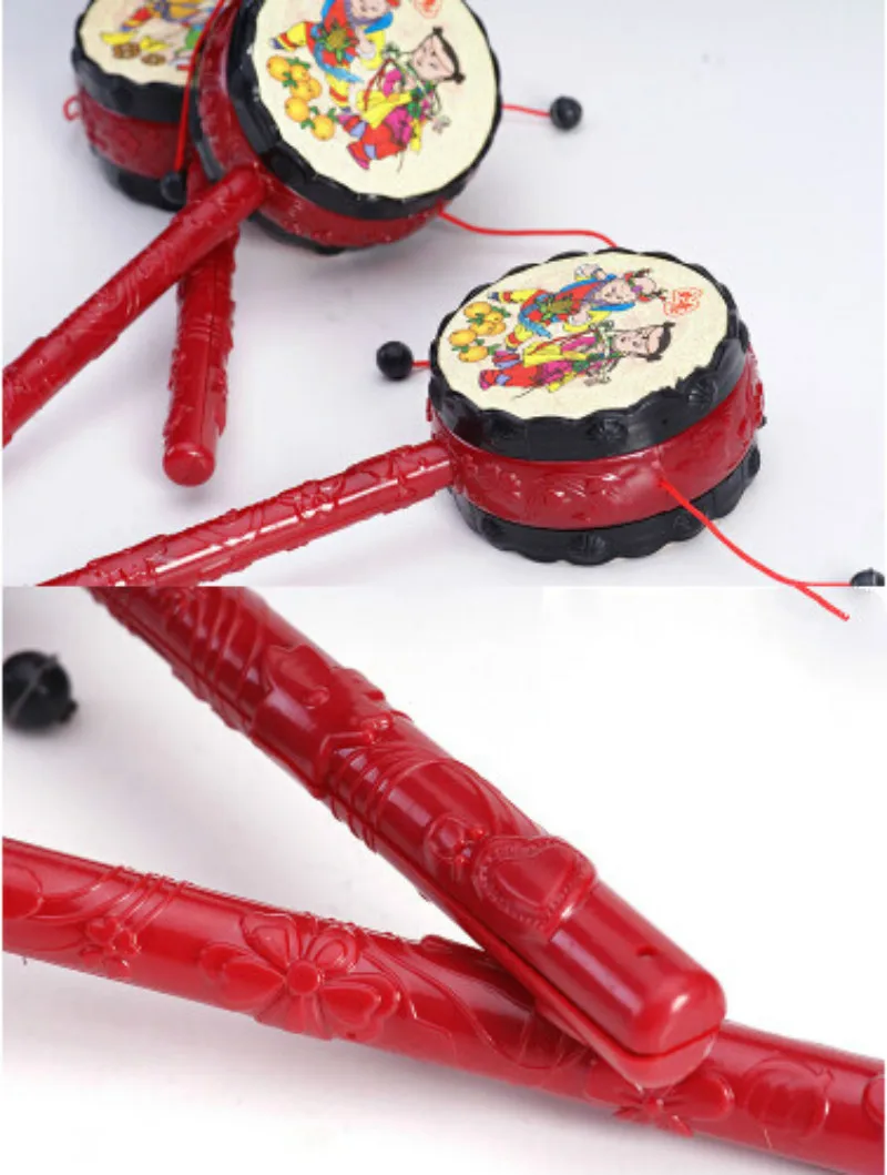 Погремушки-наборы барабанов молоток игрушки красный Китай Tranditonal игрушки Детские ударный Молот погремушка детские игрушки для веселья