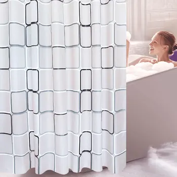 

Waterproof PEVA Modern Plaid Shower Curtains Plastic Bath Screens for Home Hotel Bathroom Waterproof Shower Curtain 180X180cm