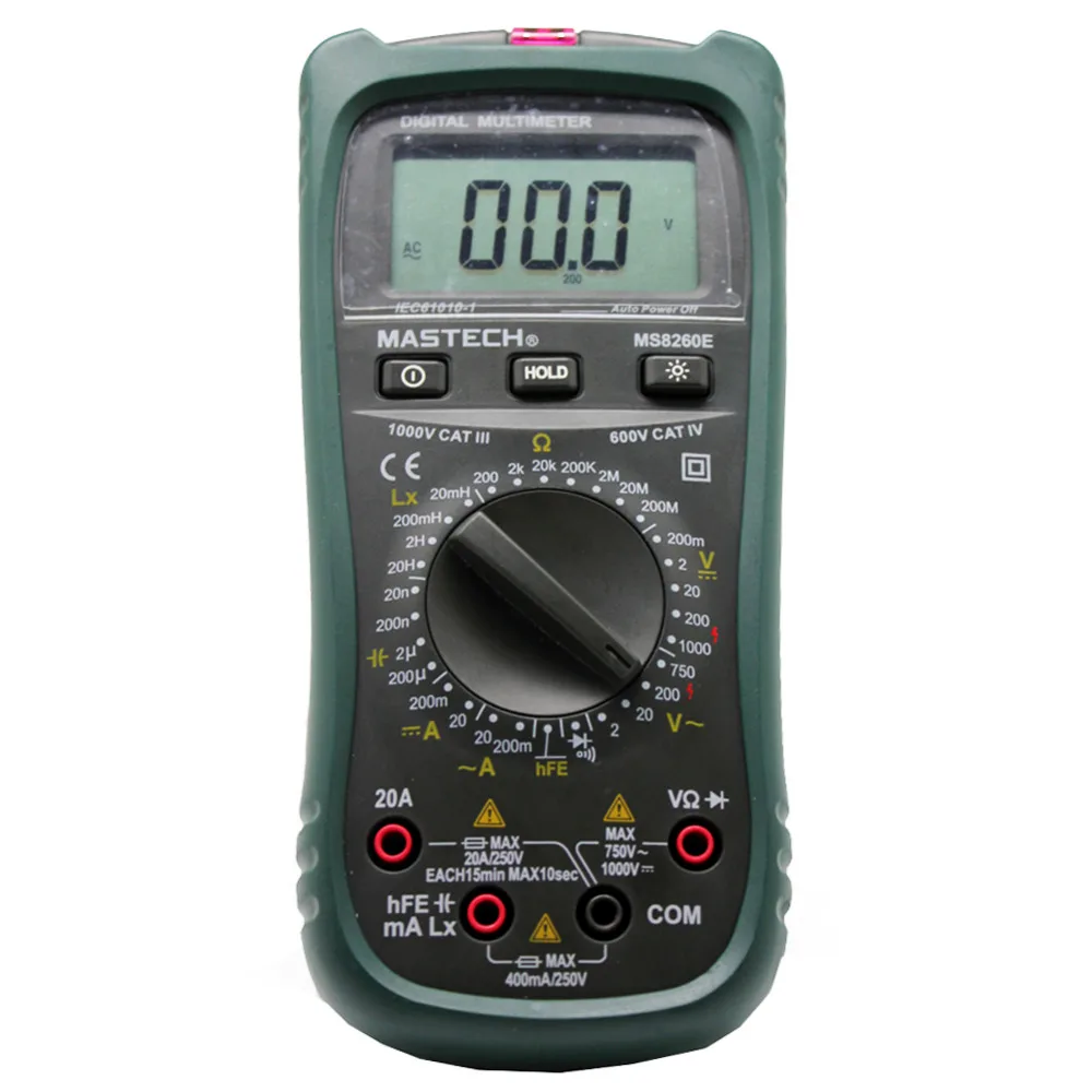 

MASTECH MS8260E LCR meter + multimeter AC DC V A diode buzz non contact AC dect vs multimeter