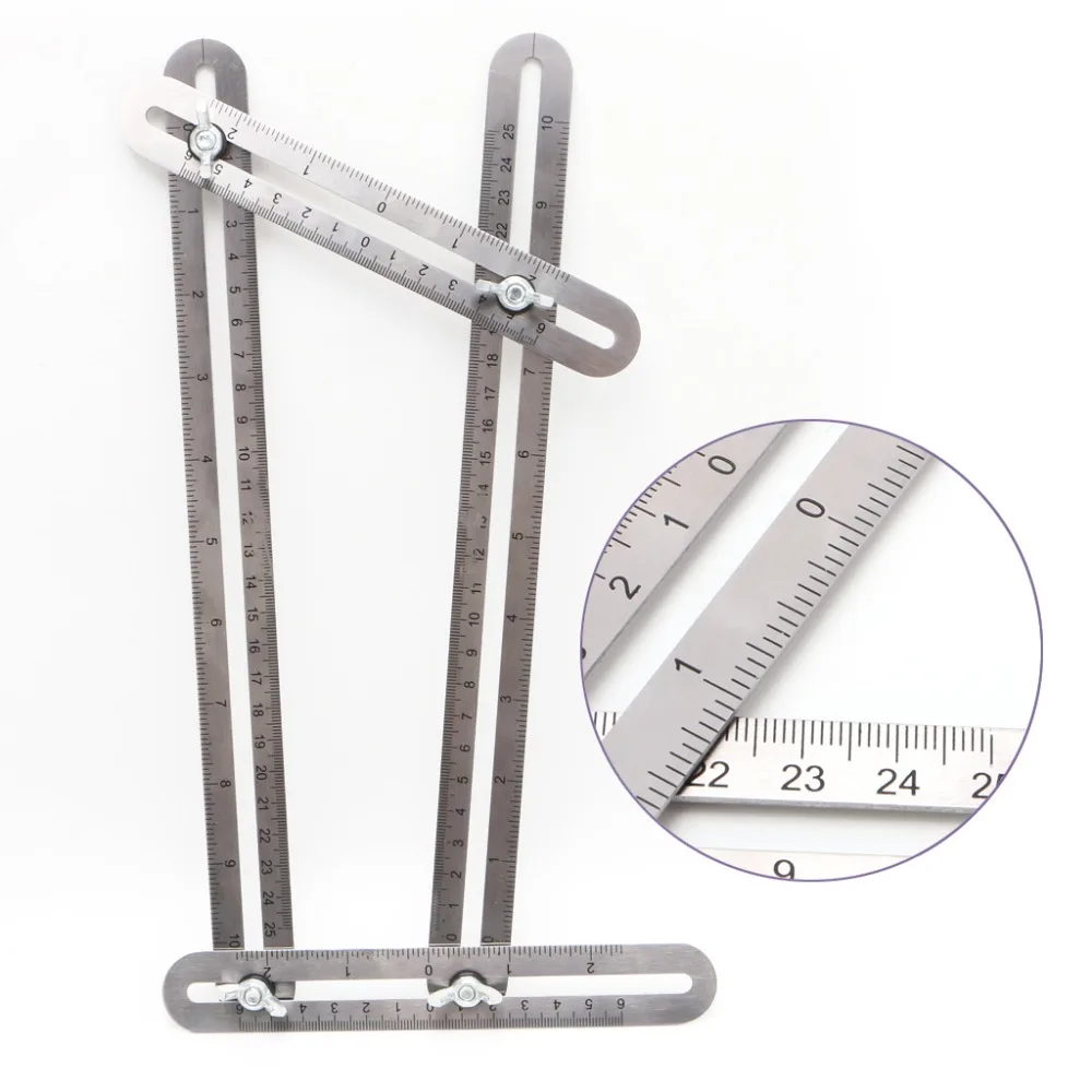 Adjustable Four-Sided Folding Measuring Tool Multi-Angle Template Scale Ruler Gauging Tools Protractors Adjustable Four-Sided Folding Measuring Tool Multi-Angle Template Scale Ruler Gauging Tools Protractors