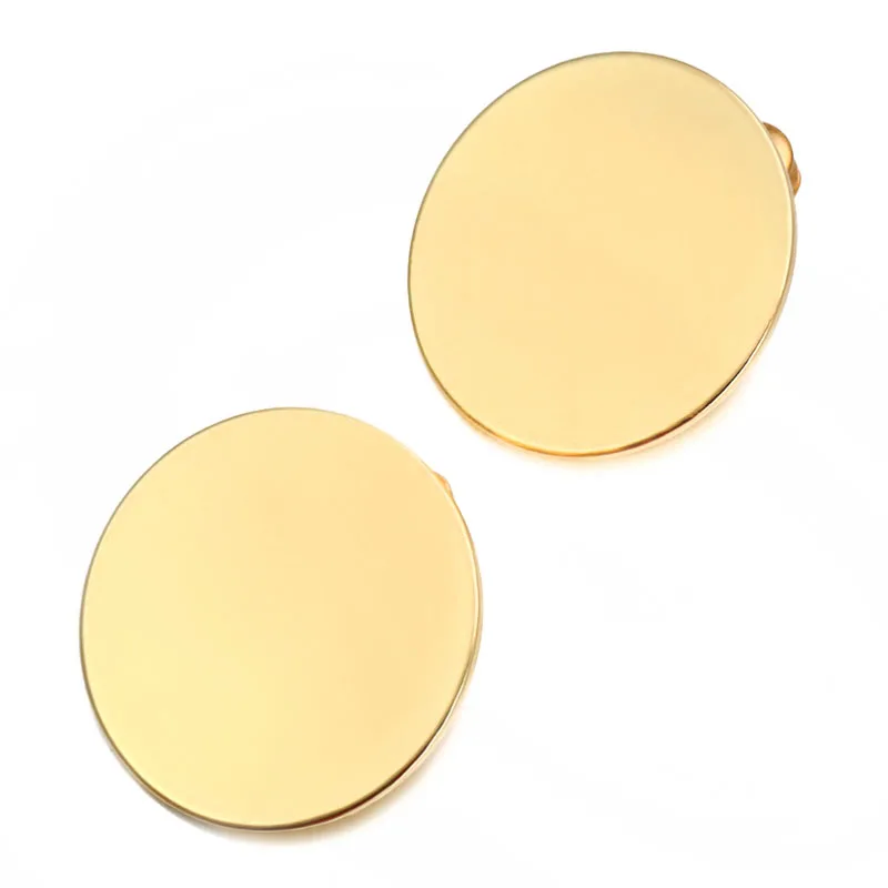 1Pair High Quality Gold Metal Circle Stud Earrings Minimalist Geometric Round Ear Stud Fashion  Jewelry Gift For Women
