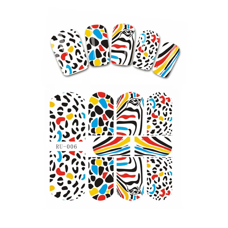 UPRETTEGO дизайн ногтей Красота вода наклейка слайдер цветные наклейки на ногти пятно HALLOWEE Сова Тигровая Кожа узор морской якорь RU001-006
